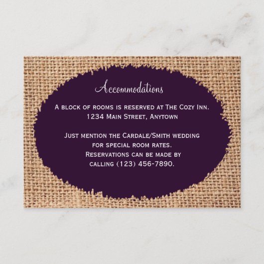 カントリ素朴ーバーラップパープルアコモデーションズカード エンクロージャーカード (正面)