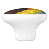 カントリ素朴ーヒマワリーティール(緑がかった色)ウッド セラミックノブ (側面)