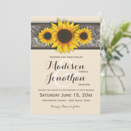 カントリ素朴ーヒマワリ結婚式招待状 招待状 (スタンド正面)
