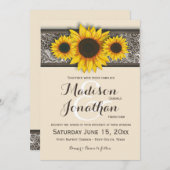 カントリ素朴ーヒマワリ結婚式招待状 招待状 (正面/裏面)