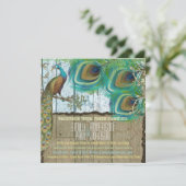 カントリ素朴ーピーコックヴィンテージ3羽オールドウッド 招待状 (スタンド正面)