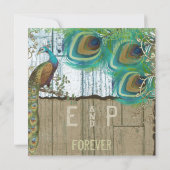 カントリ素朴ーピーコックヴィンテージ3羽オールドウッド 招待状 (裏面)