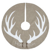 カントリ素朴ーファームハウスディア〔雄ジカの〕枝角バーフェイクラップ ブラッシュドポリエステルツリースカート (正面)