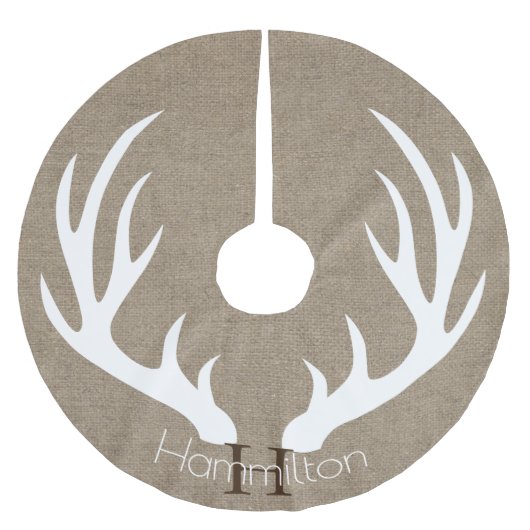 カントリ素朴ーファームハウスディア〔雄ジカの〕枝角バーフェイクラップ ブラッシュドポリエステルツリースカート (正面)