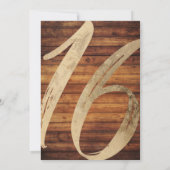 カントリ素朴ーフェイクゴールドフォイルウッドスウィート16 招待状 (裏面)