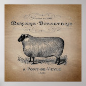 カントリ素朴ーフランスのシープタイポグラフィファームハウス ポスター (正面)