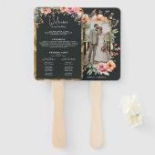 カントリ素朴ーフローラセージグリーン結婚式 プログラム ハンドファン (正面&裏面)