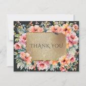 カントリ素朴ーフローラセージ結婚グリーンズフラット サンキューカード (正面)