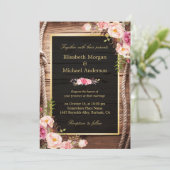 カントリ素朴ーフローラバーンウッド結婚式招待状 招待状 (スタンド正面)