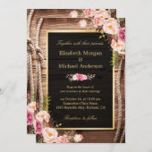 カントリ素朴ーフローラバーンウッド結婚式招待状 招待状 (正面/裏面)