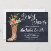 カントリ素朴ーブライダルウエスタンブルーブライダルシャワー 招待状 (正面)