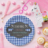 カントリ素朴ーブルーギンガムチョークI DO BBQ ペーパープレート (パーティー)