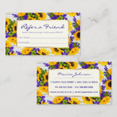 カントリ素朴ーホワイトウッドパープルイエローヒマワリー 紹介カード (正面/裏面)