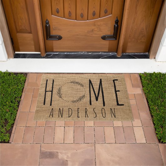 カントリ素朴ーモダンファミリーネームホームバーラフェイクップ ドアマット (室外)
