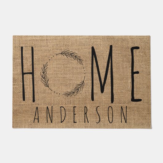 カントリ素朴ーモダンファミリーネームホームバーラフェイクップ ドアマット (正面)