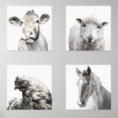 カントリ素朴ーモダンファームハウス納屋周囲の庭動物 (正面)