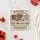 カントリ素朴ーモノグラムバーラップアンドレース結婚ズ スタンダードカクテルナプキン (インサイチュ)