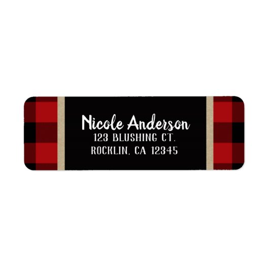 カントリ素朴ーレッドブラックバッファロープレイドモダン ラベル (正面)