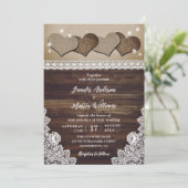 カントリ素朴ーヴィンテージバーラップアンドレース結婚ズ 招待状 (スタンド正面)