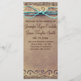 カントリ素朴ーヴィンテージバーラップ結婚式 プログラム