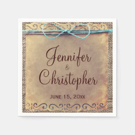 カントリ素朴ーヴィンテージバ結婚ーラップ スタンダードカクテルナプキン