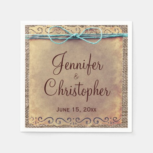 カントリ素朴ーヴィンテージバ結婚ーラップ スタンダードカクテルナプキン (正面)