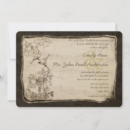 カントリ素朴ーヴィンテージラベバード結婚式招待状 招待状