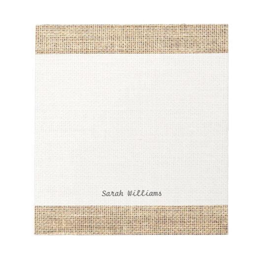 カントリ素朴ーヴィンテージBurlap ノートパッド (正面)