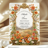 カントリ素朴ー側ワイルドフラワーフローラ結婚アーチ 招待状