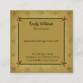 カントリ素朴ー初期のサルボックスハウスアンドスターズ スクエア名刺 (裏面)