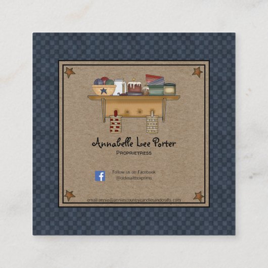 カントリ素朴ー初期のサルボックスハウスオンクラフト スクエア名刺 (裏面)