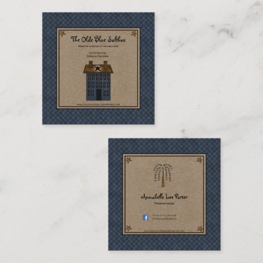 カントリ素朴ー初期のサルボックスハウスオンクラフトSq スクエア名刺 (正面/裏面)