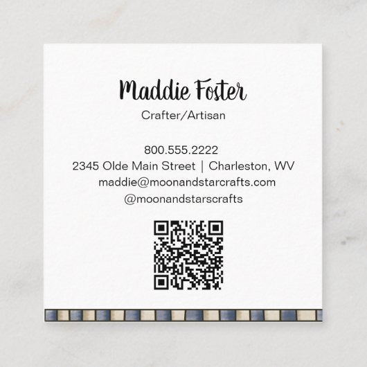 カントリ素朴ー初期のサルボックスハウスムーンスターズ スクエア名刺 (裏面)