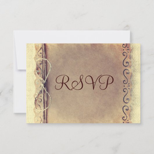 カントリ素朴ー動揺してヴィンテージウェディングRSVP 出欠カード (裏面)