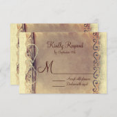 カントリ素朴ー動揺してヴィンテージウェディングRSVP 出欠カード (正面/裏面)