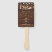 カントリ素朴ー彫り木材ハート結婚式 プログラム ハンドファン (正面)