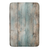 カントリ素朴ー擦り切れたブルーウッドボード バスマット (正面縦)