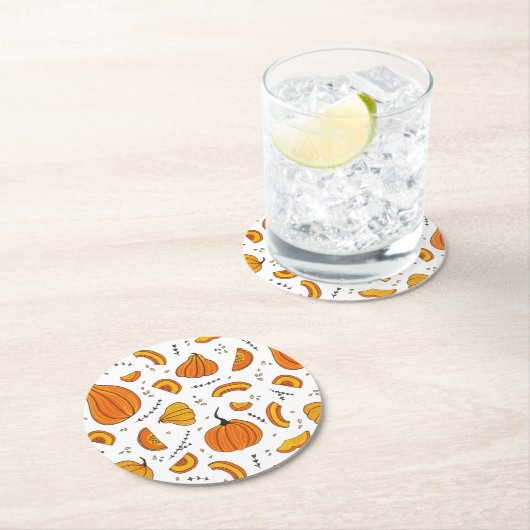 カントリ素朴ー秋秋パンプキン ラウンドペーパーコースター (インサイチュ)