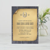 カントリ素朴ー蹄鉄バ結婚ンウッド 招待状 (スタンド正面)