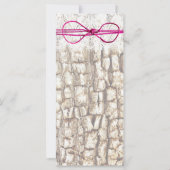 カントリ素朴ー迷彩柄ピンクボウ結婚式招待状 (裏面)