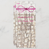 カントリ素朴ー迷彩柄ピンクボウ結婚式招待状 プログラム (正面/裏面)