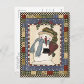 カントリ素朴ー雪だるまホリーベリーオープンハウス シーズンポストカード (正面/裏面)