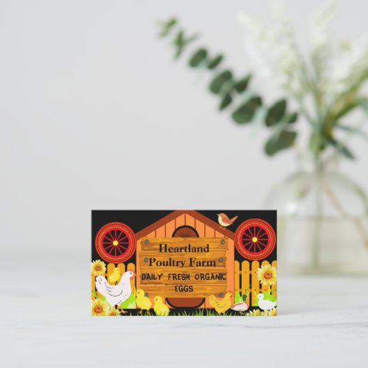 カントリ素朴ー養鶏場ファームハウスオーガニックエッグ 名刺 (スタンド正面)