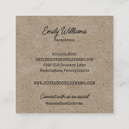 カントリ素朴ー鶏の養殖生卵 スクエア名刺 (裏面)