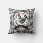 カントリ素朴ー鶏BWギンガムチェック クッション (裏面)
