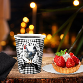 カントリ素朴ー鶏BWギンガムチェック 紙コップ