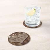 カントリ素朴ー・ウッドバーラップハート結婚ズ・サンキュー ラウンドペーパーコースター (インサイチュ)