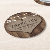 カントリ素朴ー・ウッドバーラップハート結婚ズ・サンキュー ラウンドペーパーコースター (アングル)