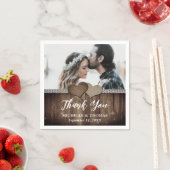 カントリ素朴ー・ウッド・バーラップ結婚・レースの写真 スタンダードカクテルナプキン (インサイチュ)