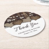 カントリ素朴ー・ウッド・バー結婚ラップ・レース ラウンドペーパーコースター (アングル)